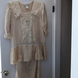 Gunne Sax style sz 8 Vintage 80’s ivory silk Jessica McClintock 2 piece